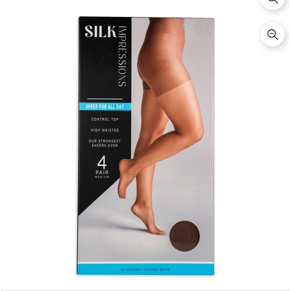Silk Impressions 20 Denier Sheer Tights and Control Top Pantyhose Size M